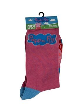 Peppa Pig Crew Socks Mens Size 6-12 Cartoon Character NWT